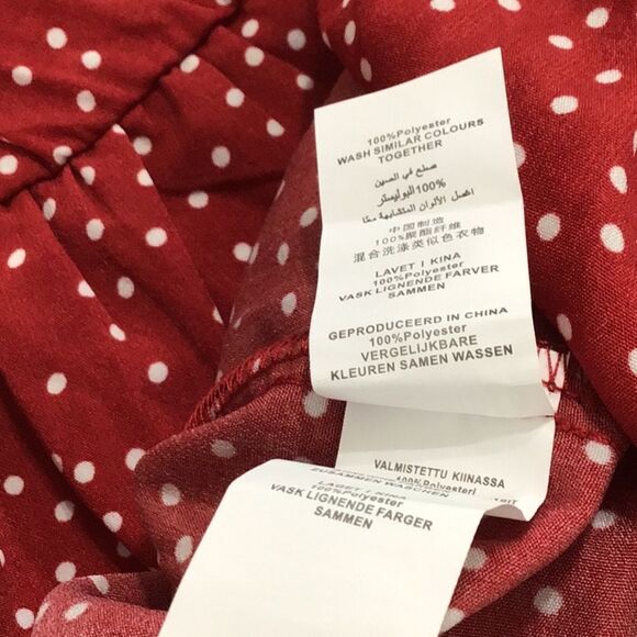 MISSGUIDED Red White Polka Dot Long Sleeve Runched Self Tie Mini Dress NWT Sz 12 - Picture 9 of 9